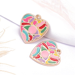 Разноцветный Подвески из сплава и эмали в стиле бохо, шарма сердца, золотые, красочный, 27x25 мм