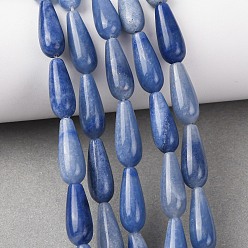 Синий Авантюрин Нити бусин из натурального синего авантюрина (окрашенного и нагретого), слеза, 20~21x8~9 мм, отверстие : 0.8~1 мм, около 19 шт / нитка, 15.12~15.31'' (38.4~38.9 см).