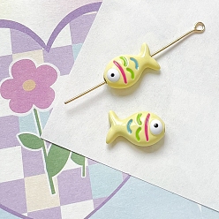 Желтый Милые бусины из эмали из сплава, рыба, желтые, 9x15 мм, отверстие : 1.7 мм