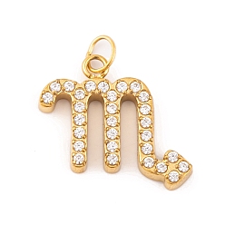 Скорпион 316 микро нержавеющей стали прокладывать Цирконом подвески, с прыжковых колец, реальный 18 k позолоченный, 12 очарование созвездия, Скорпион, 11.5x13x2 мм, отверстие : 2.5 мм