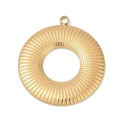 Настоящее золото 18K 304 подвески из нержавеющей стали, ионное покрытие (ip), круглое кольцо-шарм, реальный 18 k позолоченный, 28x25x1.5 мм, отверстие : 2 мм