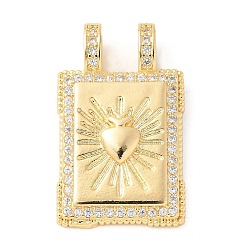 Прозрачный Латунные микро проложить кубического циркония подвески, без кадмия, без никеля и без свинца, прямоугольник амулеты, прозрачные, 29x18x6 мм, отверстие : 4.5x3 мм