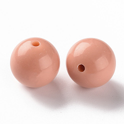 Dark Salmon Opaque Acrylic Beads, Round, Dark Salmon, 20x19mm, Hole: 3mm, about 111pcs/500g