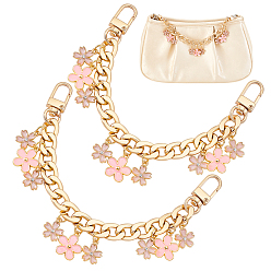 Pink 2 шт., удлинители ремешка для кошелька с подвеской из эмали в виде сакуры, с алюминиевыми цепями бордюра, принадлежности для изготовления кошельков, розовые, 20 см