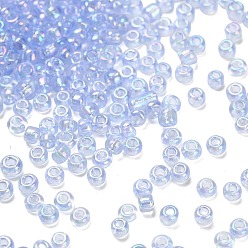 Васильковый Прозрачные цвета радуги стеклянные бусины, круглые, васильковый, 2x1.5 мм, отверстие : 0.6 мм, Около 11250 шт / фунт