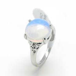 Opalite Opalite Rings, with Alloy Findings, Mixed Size, 16~19mm, 100pcs/box
