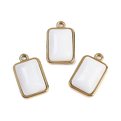 Природный Драгоценный Камень Природных драгоценных камней подвески, с 304 фурнитурой из нержавеющей стали, прямоугольник амулеты, золотые, 19.5x12x6~6.5 мм, отверстие : 1.7 мм