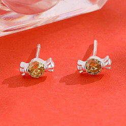 Темный Хаки 999 серьги-гвоздики из стерлингового серебра с кубическим цирконием в форме конфет, серебряные, Темный хаки, 3x6 мм