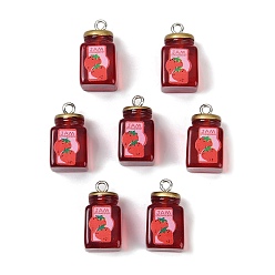 Красный Подвески из смолы в виде клубничного джема, с железной петлей с платиновым покрытием, красные, 21.5x16.5x11 мм, отверстие : 2 мм