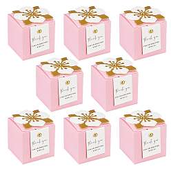 Pink Складные бумажные коробки для упаковки конфет, квадратная форма с цветком, золотые, розовые, 6.5x6.5x6.3 см