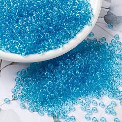 (RR148) Transparent Aqua Миюки круглые бусины рокайль, японский бисер, 8/0, (rr 148) прозрачный голубой, 3 мм, отверстие : 1 мм, Около 422~455 шт / 10 г