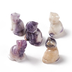 Другие Нефриты Украшения дисплея скульптуры из натурального нефрита, для домашнего офисного стола, кошка, 19~21x21~24x31~32 мм