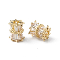 Real 18K Gold Plated Brass Beads, with Glass Crystal Rhinestone, Long-Lasting Plated, Drum, Real 18K Gold Plated, 10x7.5mm, Hole: 3mm