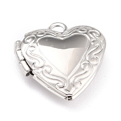 Нержавеющая Сталь Цвет Не тускнеющие 316 подвески-медальоны из нержавеющей стали, фото прелести рамка для ожерелья, ручная полировка, сердце, цвет нержавеющей стали, 15x13.5x4 мм, отверстие : 1.6 мм, внутренний диаметр: 6x8 мм