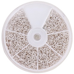 Серебро Серебряный винт с проушиной для полупросверленных бусин проушины для штифта проушины для изготовления ювелирных изделий 8x4x1 мм, Около 900 шт / коробка