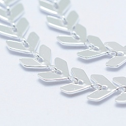 Серебро Латунные цепи для ручной работы , цепочки початков, несварные, долговечный, лист, серебряный цвет гальваническим, 6.5x6x0.5 мм