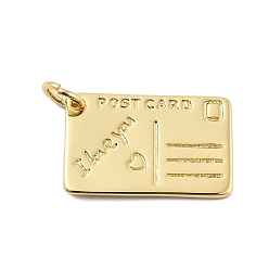 Настоящее золото 18K Латунные подвески, прямоугольник с открыткой, без свинца и без кадмия, долговечный, с целью перехода в кольце, реальный 18 k позолоченный, 11.5x18x1 мм