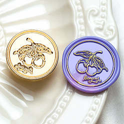 Вишня Сургучная печать, латунные головки штампов, для сургучной печати, золотые, вишня, 30x14 мм, внутренний диаметр: 7 мм