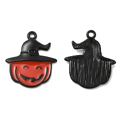 Тыква Подвески из сплава хэллоуина с эмалью, долговечный, без кадмия, без никеля и без свинца, электрофорез черный, тыква, 23x19.5x2.4 мм, отверстие : 1.5 мм