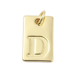 Letter D Латунные подвески, прямоугольник с подвесками-буквами, стойки покрытие, без свинца и без кадмия, долговечный, с целью перехода в кольце, Буква D, 15.5x10x1.3 мм, отверстие : 3.4 мм