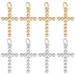 (52) Непрозрачная лаванда 16шт 2 подвески из цветной латуни, религия крест прелести, с открытыми кольцами прыжковых, разноцветные, 20x11x2 мм, отверстие : 3 мм, Кольцо: 5x0.9 mm, 8 шт / цвет