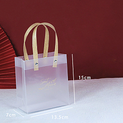 Прозрачный Прозрачные прямоугольные пластиковые пакеты из ПВХ ко Дню святого Валентина, с ручкой, для покупок, ремесла, дары, прозрачные, 13.5x7x15 см