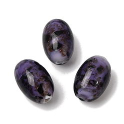 Pourpre Perles au chalumeau de sable d'or faites à la main , ovale, pourpre, 16.5x11mm, Trou: 1.8mm