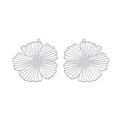 Нержавеющая Сталь Цвет Не тускнеющие 201 подвески из нержавеющей стали, гравированные металлические украшения, цветок, цвет нержавеющей стали, 35.5x33.5x0.3 мм, отверстие : 1.2 мм