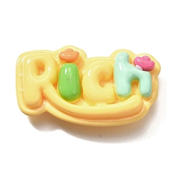 Слово Непрозрачные кабошоны из смолы, слово, желтые, богатый, 20.5x36x7.5 мм