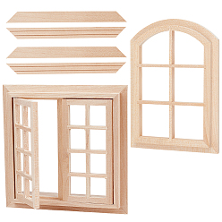 Navajo White Wooden Windows, Dollhouse Miniatures, Navajo White, 104~106x75~106x8~21mm