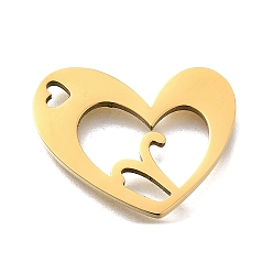 Овен 201 подвески из нержавеющей стали, лазерная резка, сердце с подвеской в виде созвездия, золотые, Овен, 17x21.5x1.5 мм, отверстие : 1.6x2.6 мм