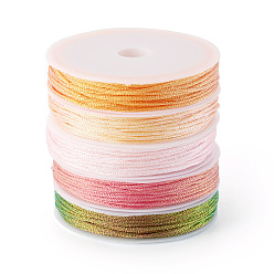 Mixed Color 50M 5 Colors Braided Polyester Cord, with PET Plastic, for Jewelry Making, Round, Mixed Color, 1mm, about 10.94 Yards(10m)/color