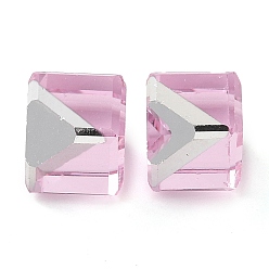 Бледно-Розовый K9 стеклянные имитации австрийских хрустальных бусин, без отверстия , квадратный, розовый жемчуг, 8x8x8 мм