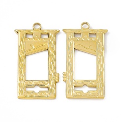 Настоящее золото 18K Ионное покрытие (ip) 304 подвески из нержавеющей стали, оконное очарование, реальный 18 k позолоченный, 37.5x20.5x1.5 мм, отверстие : 2.8 мм