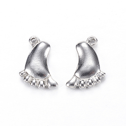 Серебро 304 прелести нержавеющей стали, маленькие ножки, серебряные, 15x12x3.5 мм, отверстие : 1.5 мм