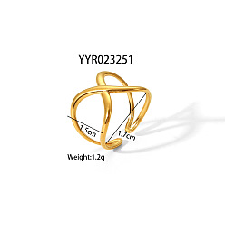 Настоящее золото 18K 304 Кольца-манжеты из нержавеющей стали, модные украшения для женщин, модная заявка, реальный 18 k позолоченный, 10 мм, внутренний диаметр: 17 мм