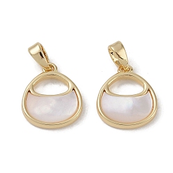 Real 18K Gold Plated Brass Pave Shell Bag Charms, Real 18K Gold Plated, 13.5x12x3mm, Hole: 2x4.5mm