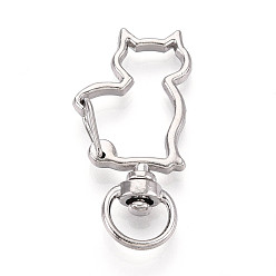 Платина Зажимные крюки, форма кошки, платина, 40x19x5.5~6 мм, отверстие : 5x8.8~9.2 мм