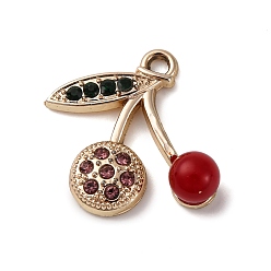 Золотой Подвески из вишневого сплава, горный хрусталь и эмали, красные, золотые, 22x21x7 мм, отверстие : 2 мм