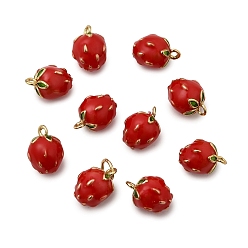 Клубника Латунь эмаль прелести, золотые, клубника, 11x7 мм
