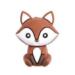 Шоколадный Силиконовые бусины, лиса, цвет шоколада, 30x23x16.5 мм, отверстие : 2 мм