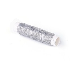Silver Round Waxed Polyester Twisted Cord, Micro Macrame Cord, for Leather Projects, Bookbinding, Silver, 0.35mm, about 43 yards(40m)/roll