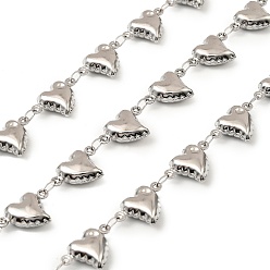 Нержавеющая Сталь Цвет 304 ссылка цепи из нержавеющей стали сердце, пайки, с катушкой, цвет нержавеющей стали, 10.5x15.5x5 мм