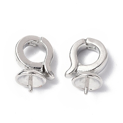 Platine Laiton twister fermoirs, sans cadmium et sans nickel et sans plomb, fabrication de bijoux, pour la moitié de perles percées, platine, 12x9x5.5mm, pin: 0.6 mm