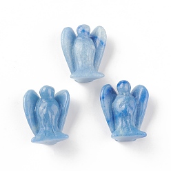 Blue Aventurine Dyed & Heated Natural Blue Aventurine Figurine Display Decoration, Angel Decor Healing Stones, Energy Reiki Gifts for Women Men, for Home Office Tabletop, 26~28x19~20x9~11mm