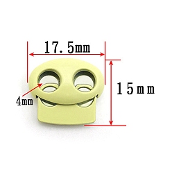 Champagne Yellow Zinc Alloy Spring Cord Locks, 2 Hole Drawstring Toggle Spring Clasp, Champagne Yellow, 17.5x15mm, Hole: 4mm