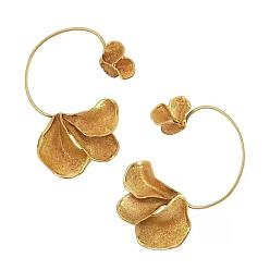 Golden Alloy Flower Cuff Earrings for Women, Golden, 60mm