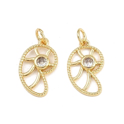 Другие Латунные микро проложить кубического циркония подвески, с целью перехода в кольце, стойки покрытие, долговечный, без свинца и без кадмия, реальный 18 k позолоченный, форма раковины, 17x10.5x2 мм, отверстие : 3 мм