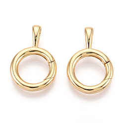 Настоящее золото 18K Латунные пружинные кольца, без никеля , кольцо, реальный 18 k позолоченный, 22x14.5x5.1 мм, отверстие : 3 мм