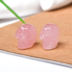 Розовый Кварц Украшения для черепа из натурального розового кварца, украшение домашнего офиса, 23x19 мм